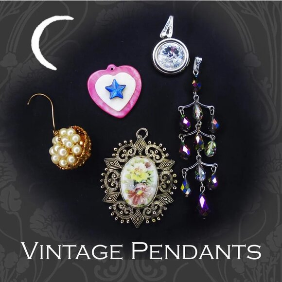 Vintage Pendant Lot of 5 Unique Pendants for Jewelry Making - Picture 1 of 14